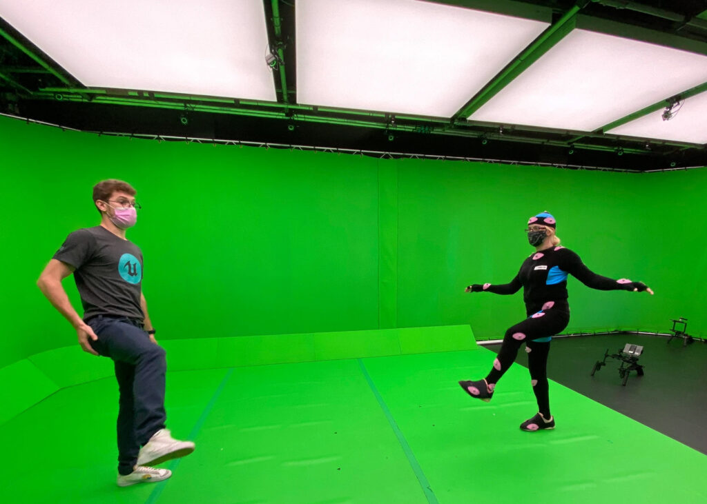 middlesex university motion capture studio with ledcloud lighting kino flo led chips