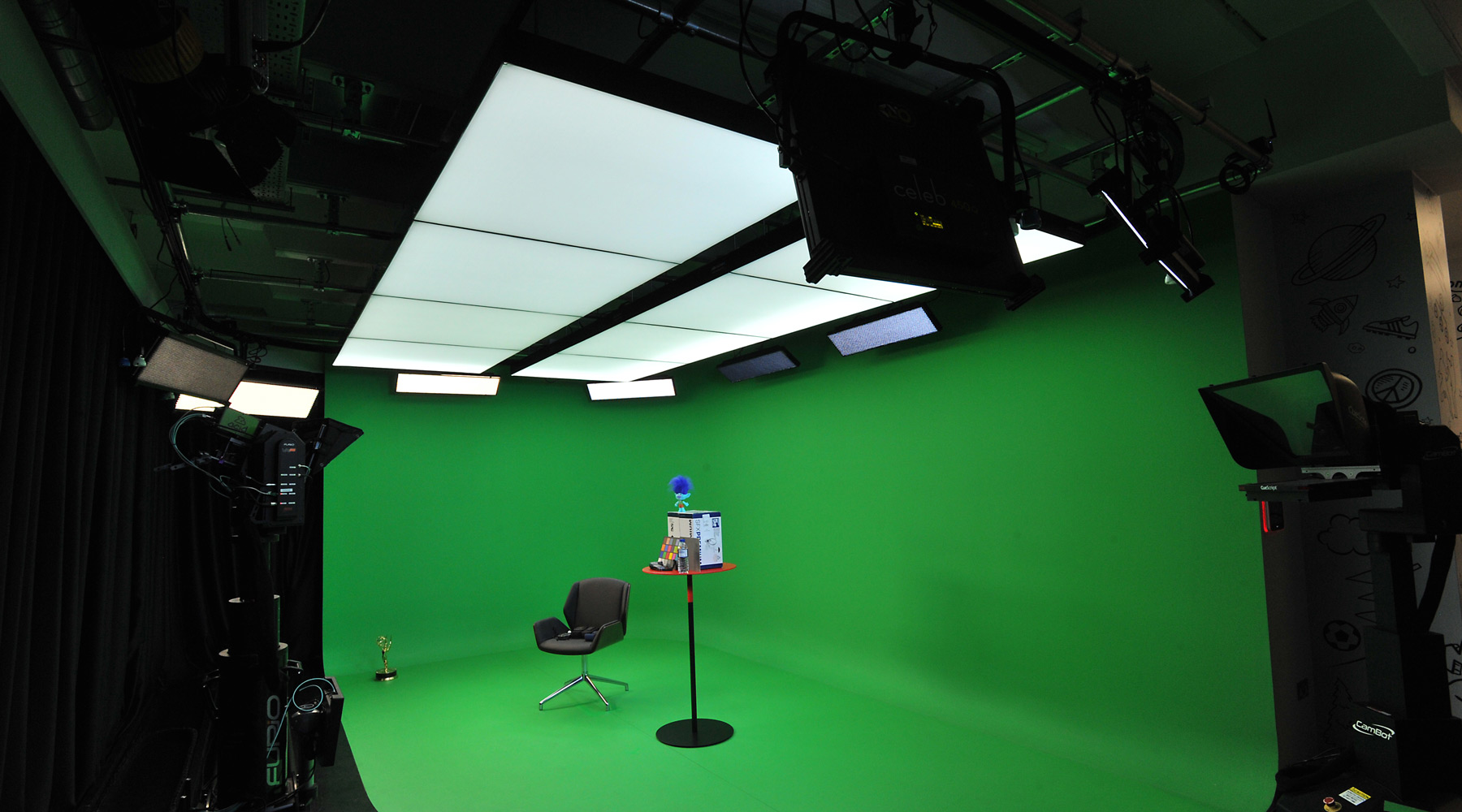 ross green screen studio with ledcloud and kino flo lights installed by cirro lite