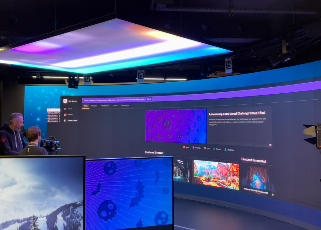 university of staffordshire virtual production studio with ledcloud kino flo and fiilex lighting, chamsys lighting console