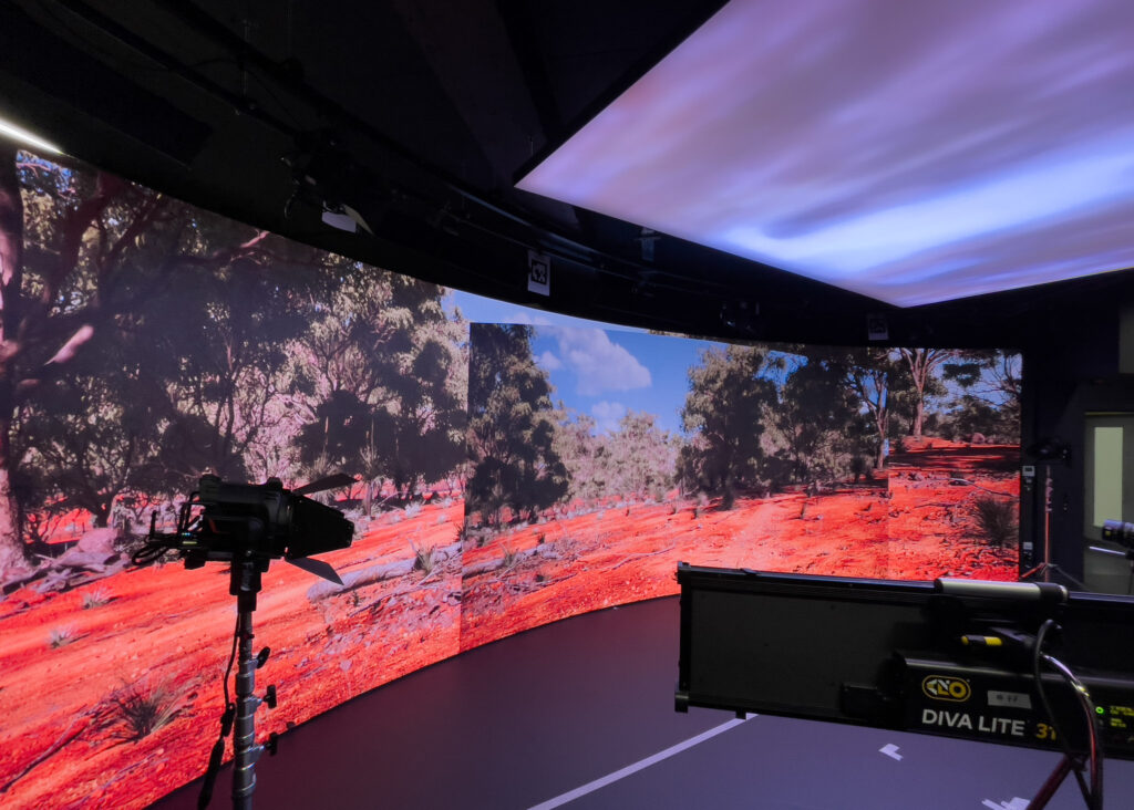 university of staffordshire virtual production studio with ledcloud kino flo and fiilex lighting, chamsys lighting console