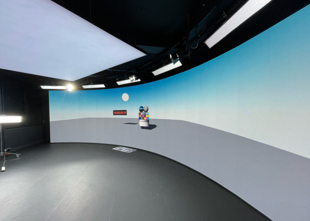 university of staffordshire virtual production studio with ledcloud kino flo and fiilex lighting, chamsys lighting console